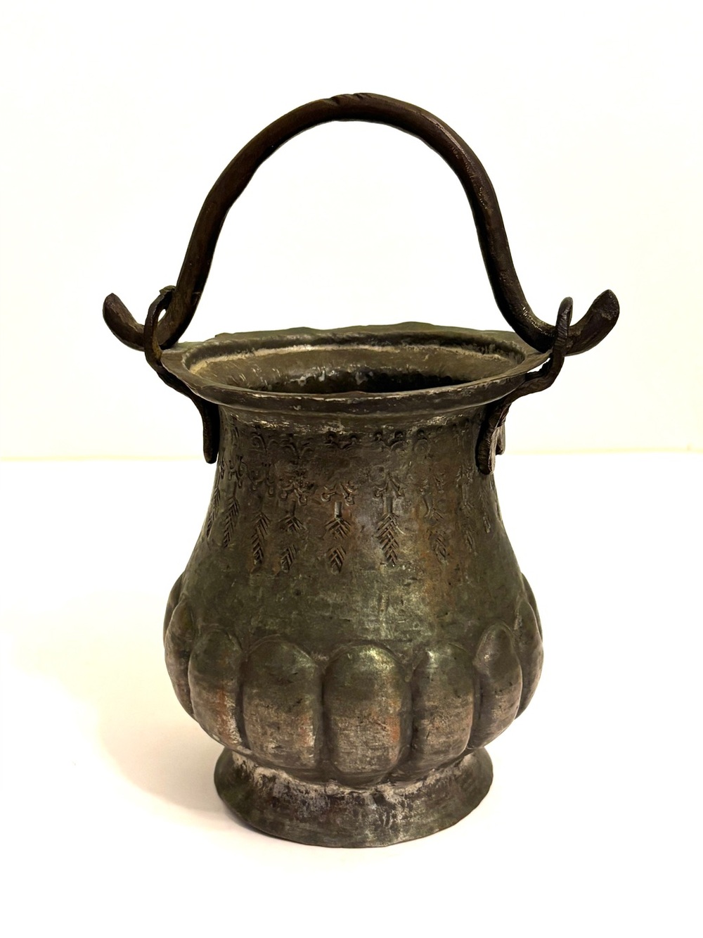 Vintage Hand Chiseled Egyptian Copper Cauldron Stamped Egypt